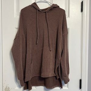 Boutique Ribbed Hoodie Mauve